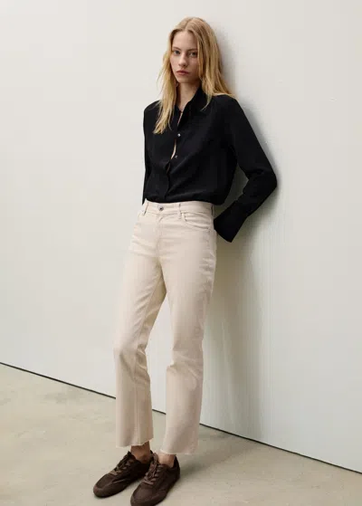 Mango Sienna Flared Cropped Jeans Ecru
