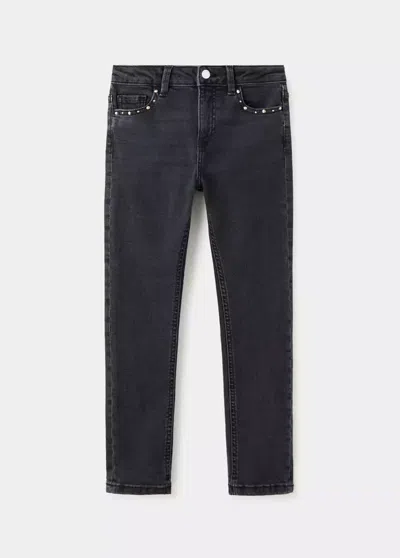 Mango Kids' Jean Skinny Avec Clous In Black Denim
