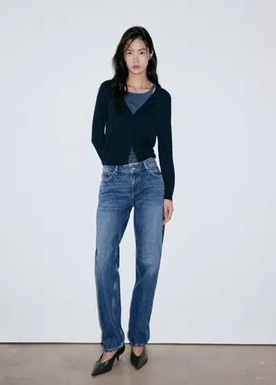 Mango Jean Slim Taille Classique In Bleu Foncé
