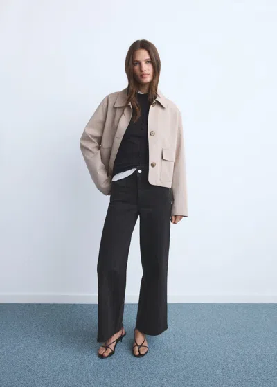 Mango Catherin Culotte High-rise Jeans In Black