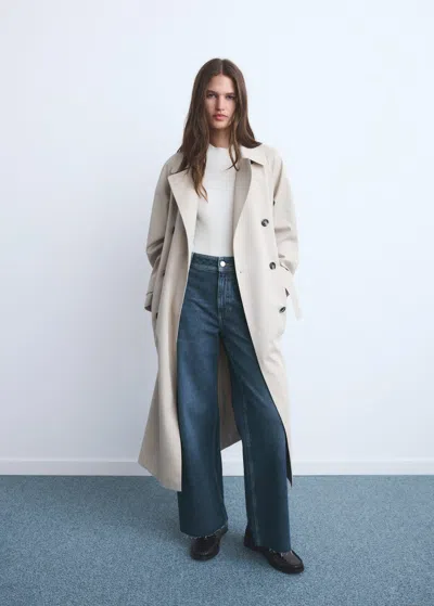 Mango Catherin Culotte High-rise Jeans In Blue