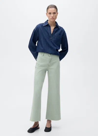 Mango Jean Style Jupe-culotte Catherin Taille Haute Turquoise - Femme - 42 -