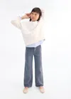 Mango Kids' Culotte Jeans With Pockets Blue In White