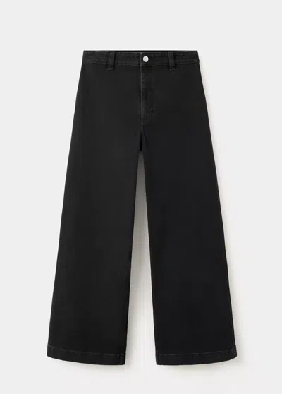 Mango Jean Style Jupe-culotte Catherin Taille Haute In Black Denim