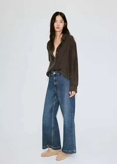 Mango Jean Style Jupe-culotte Catherin Taille Haute In Bleu Foncé