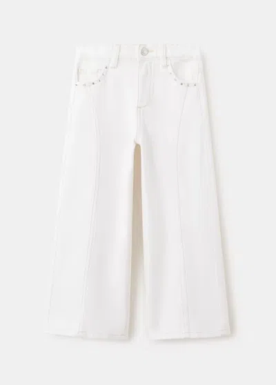 Mango Kids' Jean Style Jupe-culotte Clouté In White