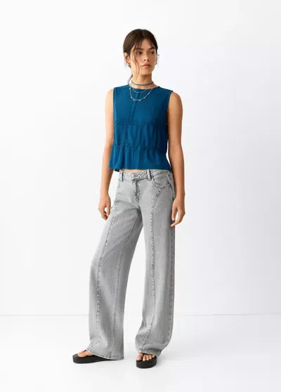 Mango Jean Taille Basse In Blue