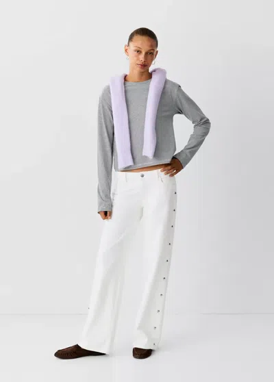 Mango Jean Taille Basse À Clous In White