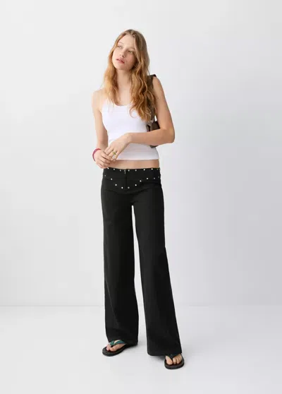Mango Low-rise Jeans With Permanent Studs In Black