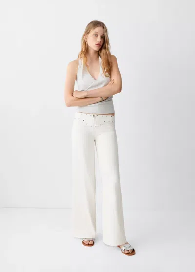 Mango Low-rise Jeans With Permanent Studs In Off White