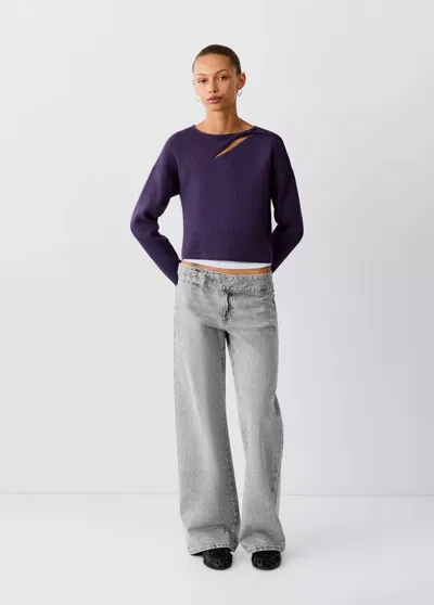 Mango Jean Taille Basse Avec Détail De Ceinture In Gris Denim