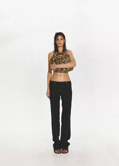 Mango Jean Taille Basse Avec Surpiqûres Contrastantes In Blue