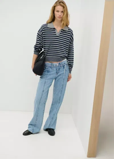 Mango Jean Taille Basse Cordon In Blue