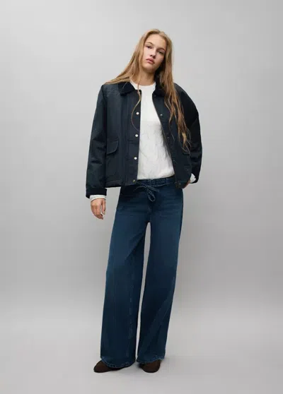 Mango Jean Taille Basse Détail Cordon In Blue
