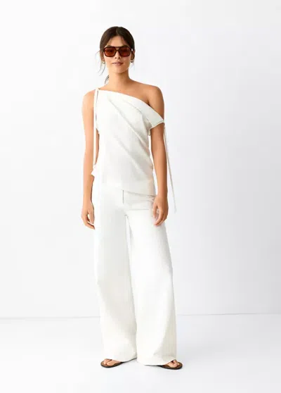 Mango Jean Taille Basse Texture Rayures In White