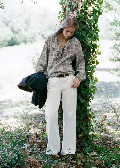 Mango Jean Wide Leg À Fermeture Croisée In White