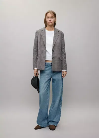 Mango Jean Wide Leg À Fermeture Croisée In Blue