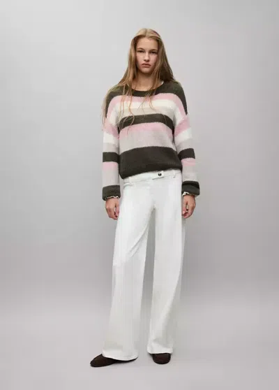 Mango Jean Wide Leg Avec Détail Boutons In White