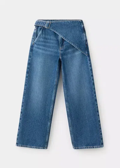 Mango Kids' Jean Wide Leg Avec Détail De Foulard In Blue