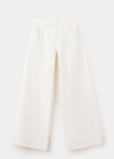 Mango Jean Wide Leg Couture In Blanc Cassé