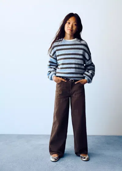 Mango Kids' Jean Wide Leg Imprimé In Marron