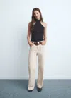 Mango Wide-leg Jeans With Pockets In Neutral