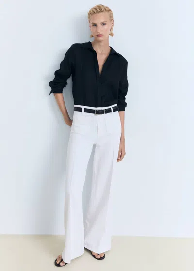Mango Jean Wideleg Poches Blanc - Femme - 52 -