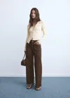 Mango Wide Leg Jeans With Pockets In Brown