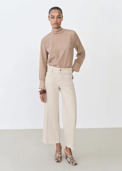 Mango Wideleg Jeans With Pockets Sand