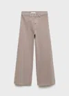 Mango Kids' Wideleg Low Frayed Hem Jeans Medium Brown In Gray