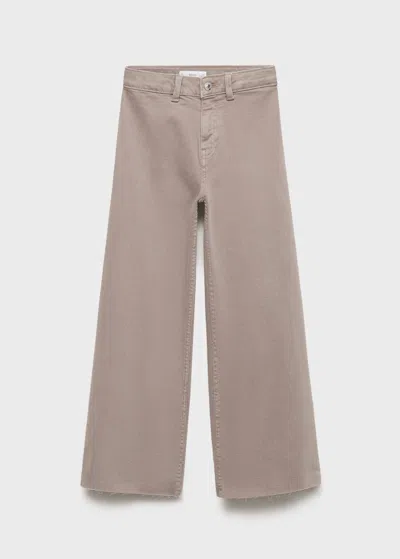 Mango Kids' Wideleg Low Frayed Hem Jeans Medium Brown In Gray