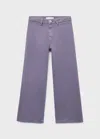Mango Kids' Wideleg Low Frayed Hem Jeans Purple In Blue