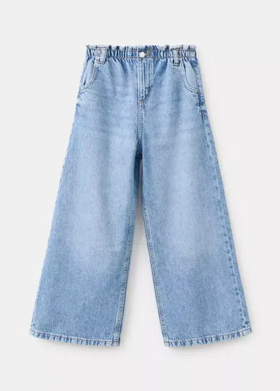 Mango Kids' Jean Wideleg Taille Élastique In Blue