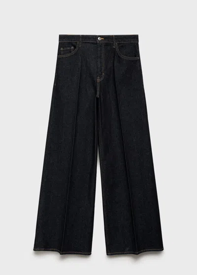 Mango High-rise Wideleg Jeans In Blue