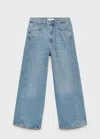 Mango Wideleg Mid-rise Jeans Medium Blue In Medium Blue