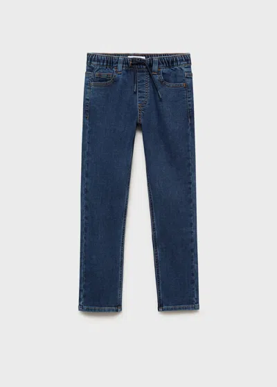 Mango Kids' Comfy Drawstring Jeans Dark Blue