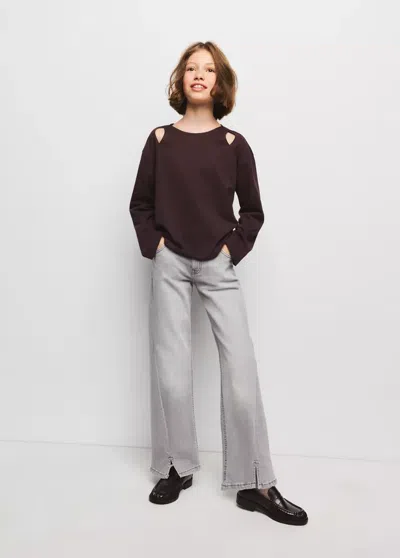 Mango Kids' Jeans Flare Coutures In Gris Denim