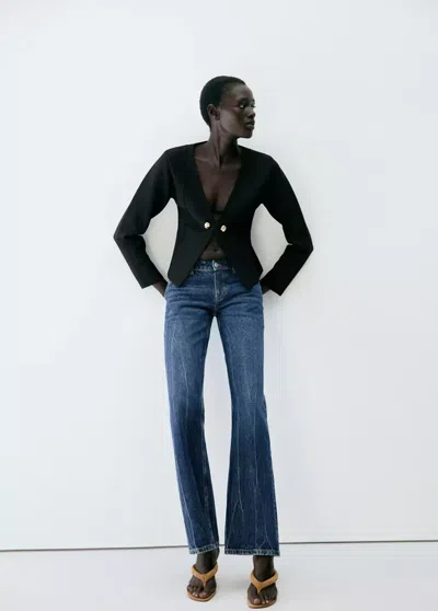Mango Jeans Flare Taille Basse In Bleu Foncé