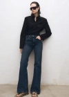 Mango High-waist Flared Jeans Dark Blue In Bleu Foncé