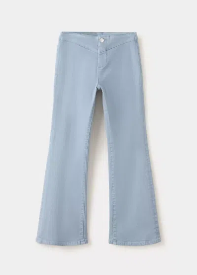 Mango Kids' Jeans Flare Taille Normale Détail Couture In Blue