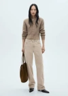 Mango Women's Seam Detail Wide Leg Jeans In Light/pastel Grey