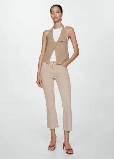 Mango Jeans Sienna Flare Crop Sand In Sandy