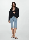 Mango Jeans Slim Capri Decorative Stitching Light Blue In Light Blue