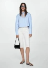 Mango Jeans Slim Capri Decorative Stitching Off White In Off White