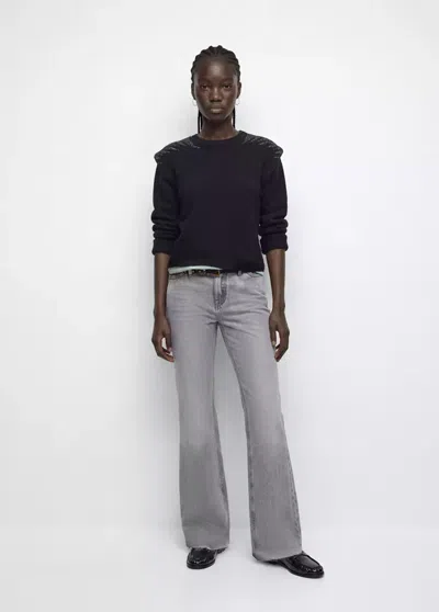 Mango Jersey En Maille Avec Détail Brillant Aux Épaules In Noir