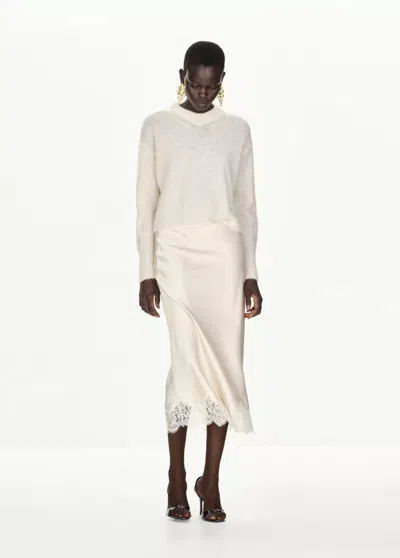 Mango Jersey En Mélange D'alpaga À Col V In White