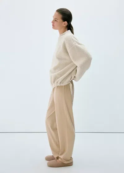 Mango Jersey En Sherpa, Ourlet Ajustable In Beige