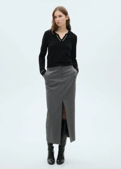 Mango Jersey With Contrasting Lapels And Trims Black