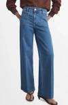 Mango Jessie Patch Pocket Wide Leg Jeans In Blue