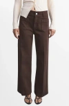 Mango Jessie Patch Pocket Wide Leg Jeans In Brown